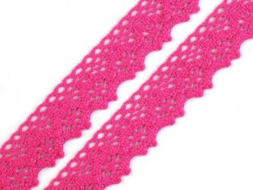 Klöppelspitze aus Baumwolle Breite 25 mm Pink